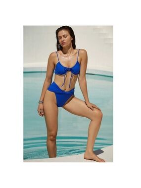 Agua Bendita Cobalt Blue Tie-Front Underwire Bikini